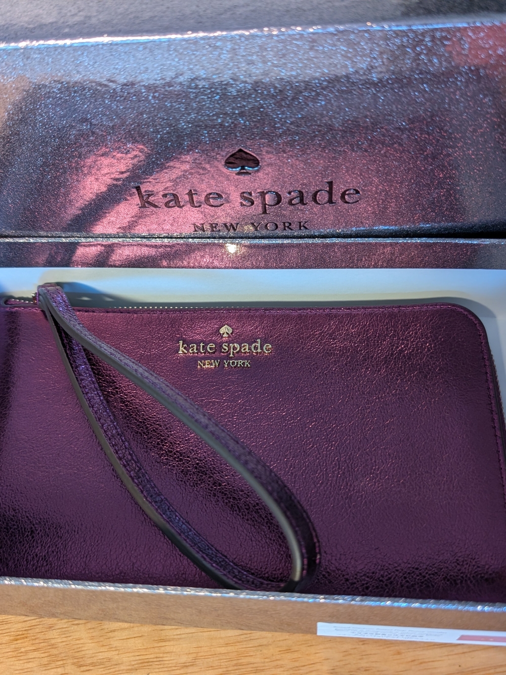 Kate Spade New York Metallic Plum Wristlet
